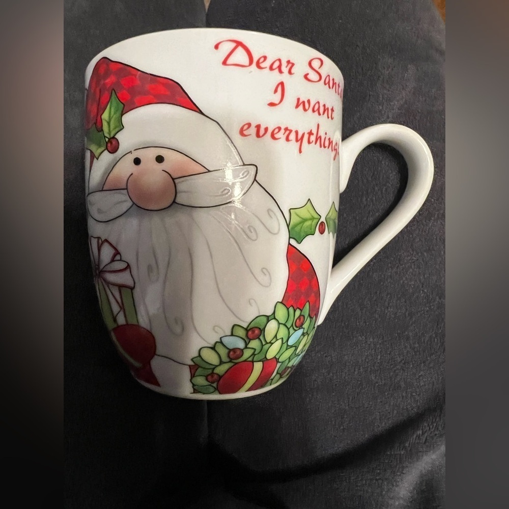 Fitz and Floyd Red and Green Santa Mug
